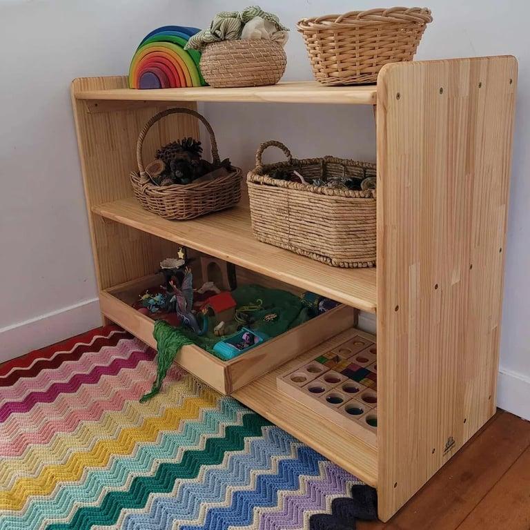 Montessori Works at Play Deep Toy Storage Shelf Hardwood