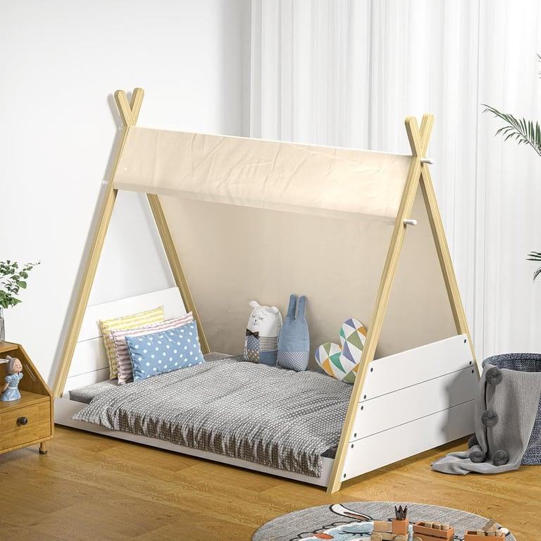 Montessori Oikiture Kids Bed Frame Twin White Natural