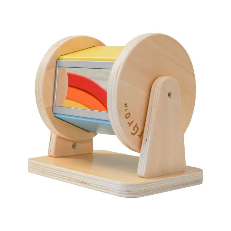 Montessori DISCOVERGRO Wooden Rainbow Spinning Drum