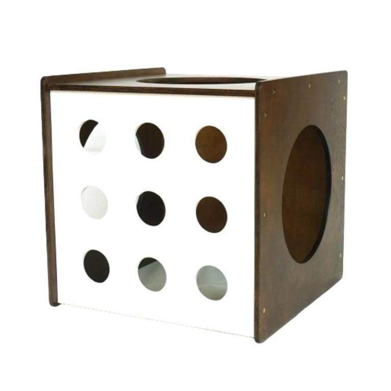 Montessori Epic Kidz Play Solutions Montessori Climbing Cube Cheese Small Holes White & Walnut