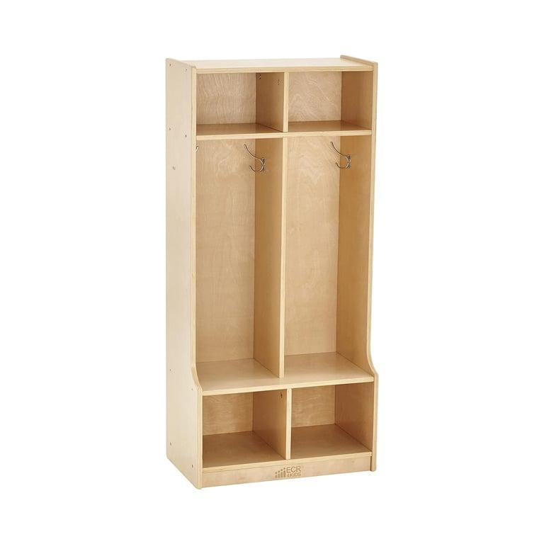 Montessori ECR4Kids Coat Locker 2-Section With Bench Natural