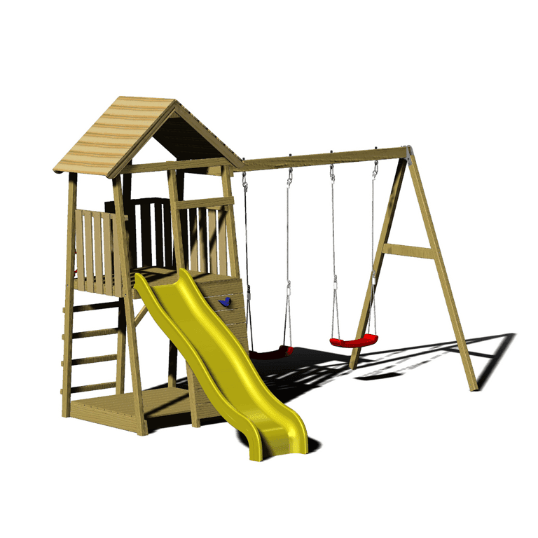 Montessori Wendi Toys Junior Play Tower Swing Set With Slide, Sandpit, and Double Swing