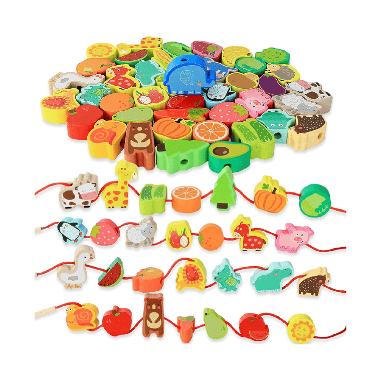 Montessori BMTOYS Threading Beads Animals and Fruits