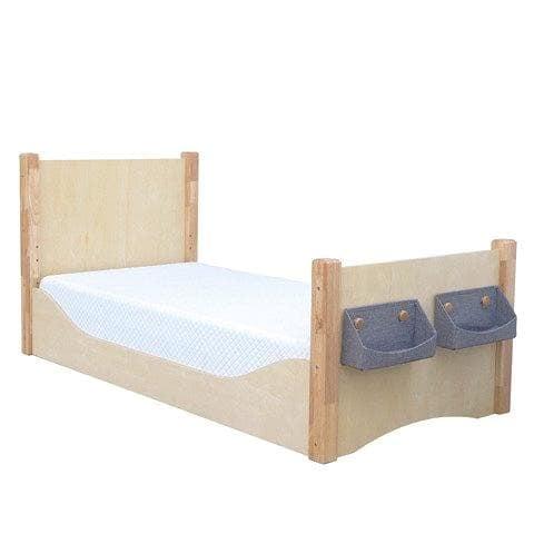 Montessori My Happy Helpers Adjustable Floor Bed Varnished Grey Baskets Single