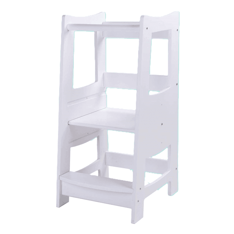 Montessori EGREE Toddler Kitchen Step Stool With Safety Rail White