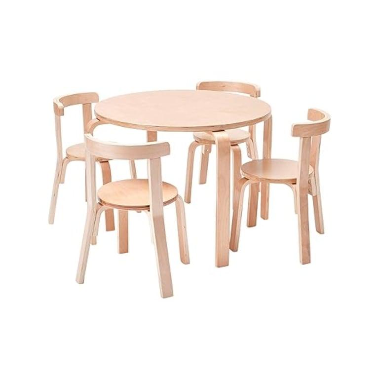 Montessori ECR4Kids 5-Piece Table and Chairs Set Natural Contemporary