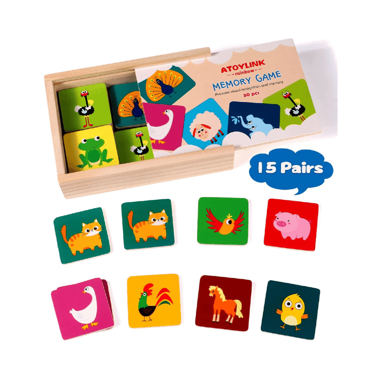 Montessori Atoylink Matching Memory Wooden Card Game