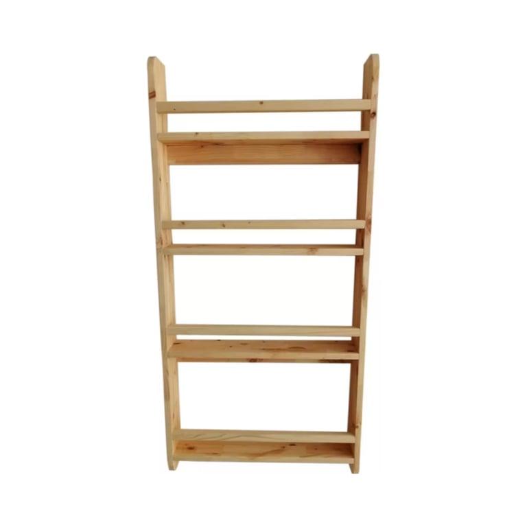 Montessori WoodArtLovely Kids Bookshelf With Round Slats and 4 Shelves 48 x 32 x 3.6 Inches