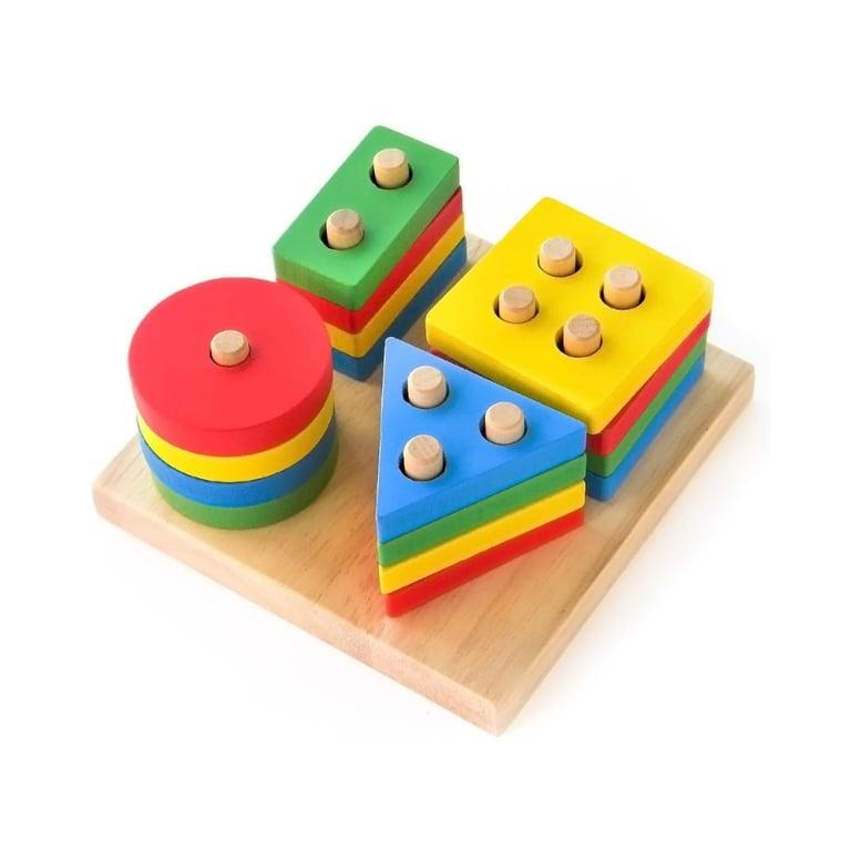 Montessori Boxiki Geometric Shape Sorter and Stacker 4 Shapes