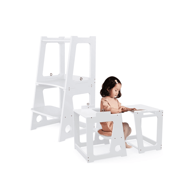 Montessori QLFJ FurDec 2-in-1 Convertible Learning Tower White