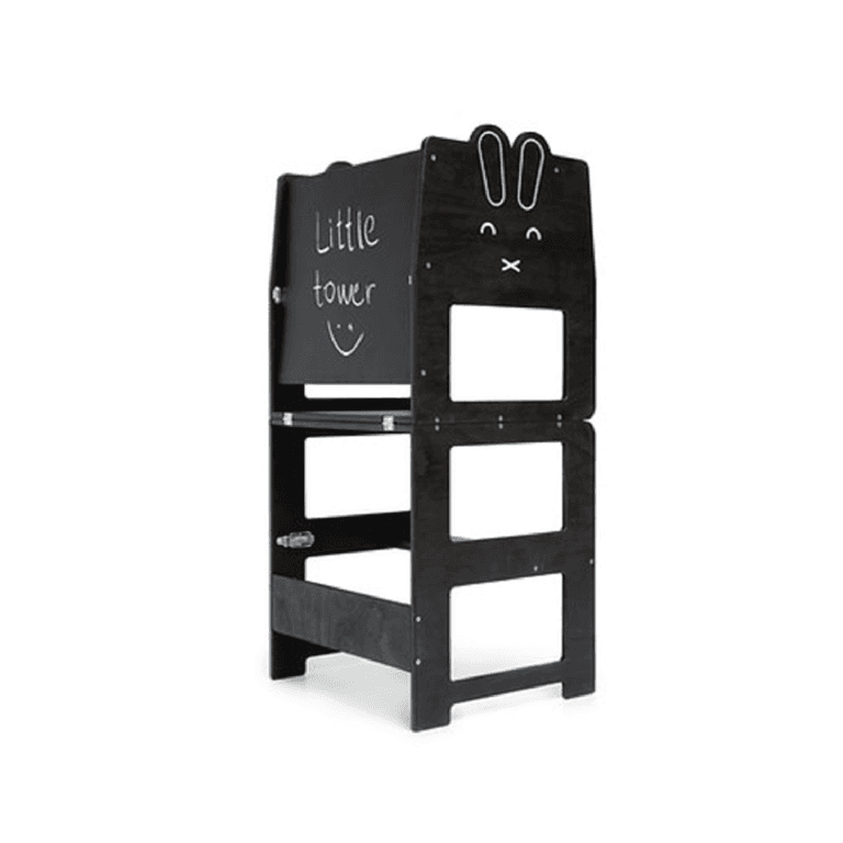 Montessori Craffox Convertible Learning Tower With Chalkboard Rabbit Black