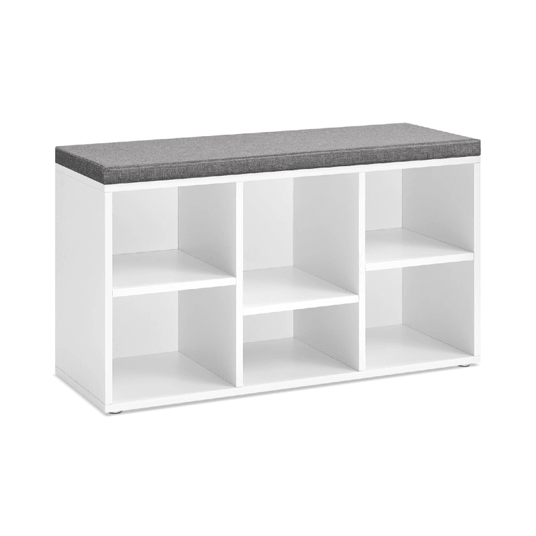 Montessori Vasagle Shoe Bench With 6 Adjustable Compartments White