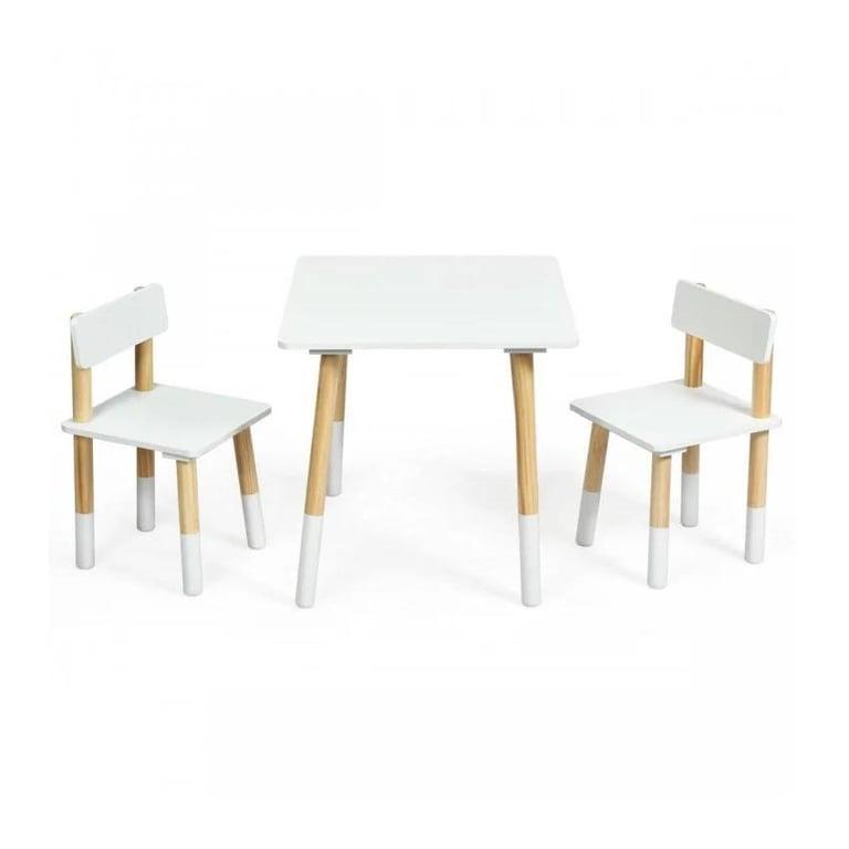 Montessori Costway Kids Wooden Table and 2 Chairs Set White