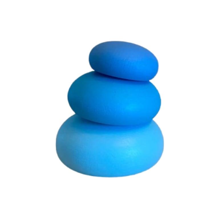 Montessori PoppyBabyCo Wooden Stacking Pebbles Light Blue