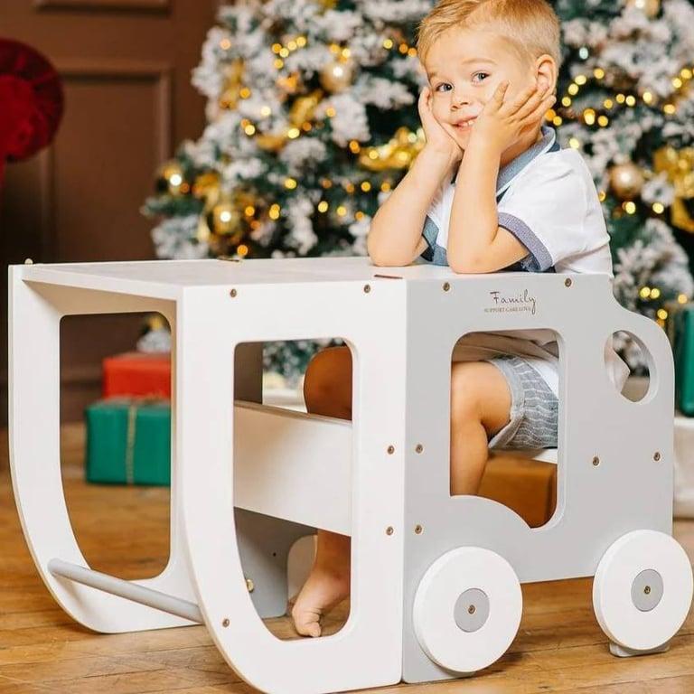 Montessori The Learning Tower Company The Wheely Fun Convertible Learning Tower Car White-Gray