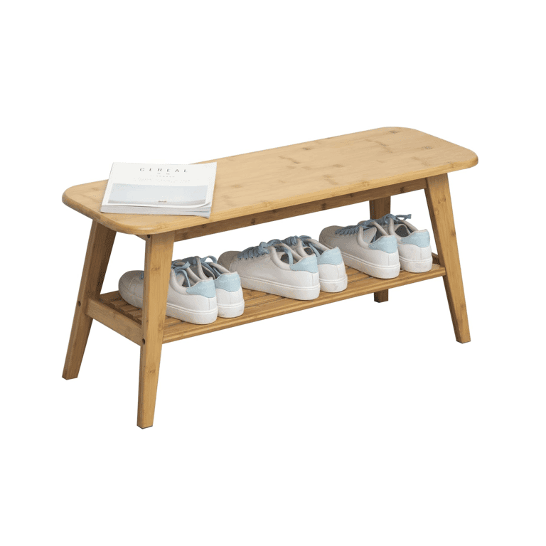 Montessori SOBIBO Shoe Rack Bench 35.4-Inch No Cushion Natural