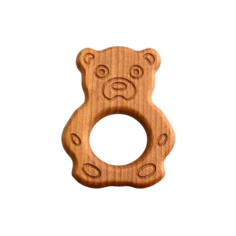 Montessori PoppyBabyCo Organic Wooden Teether Toy Bear