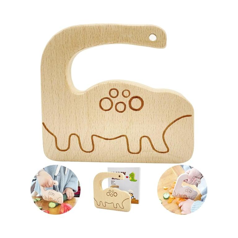 Montessori FYLFOTA Wooden Kids Knife Dinosaur Shape Original Wood