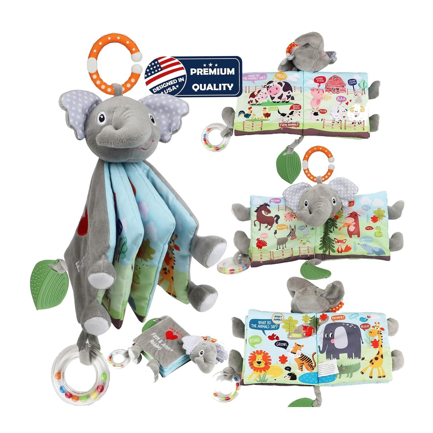 Montessori bebe mondo Crinkle Cloth Book Elephant