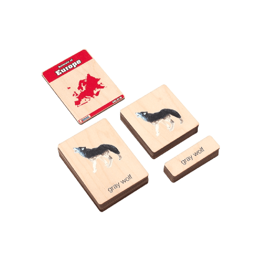 Montessori Alison&#8217;s Montessori Wooden Nomenclature Cards Animals of Europe