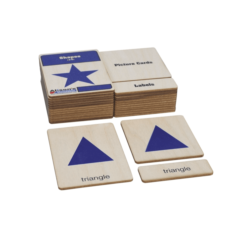 Montessori Alison&#8217;s Montessori Wooden Nomenclature Cards Geometric Shapes