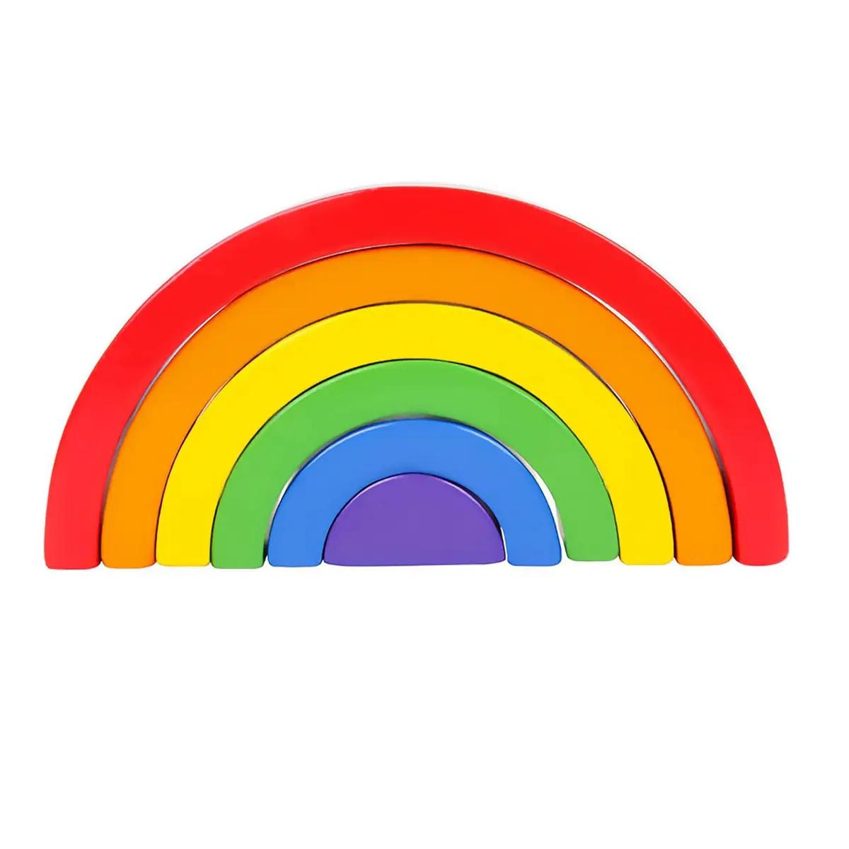Montessori Curious Melodies Rainbow Stacking Wooden Blocks Medium Classic