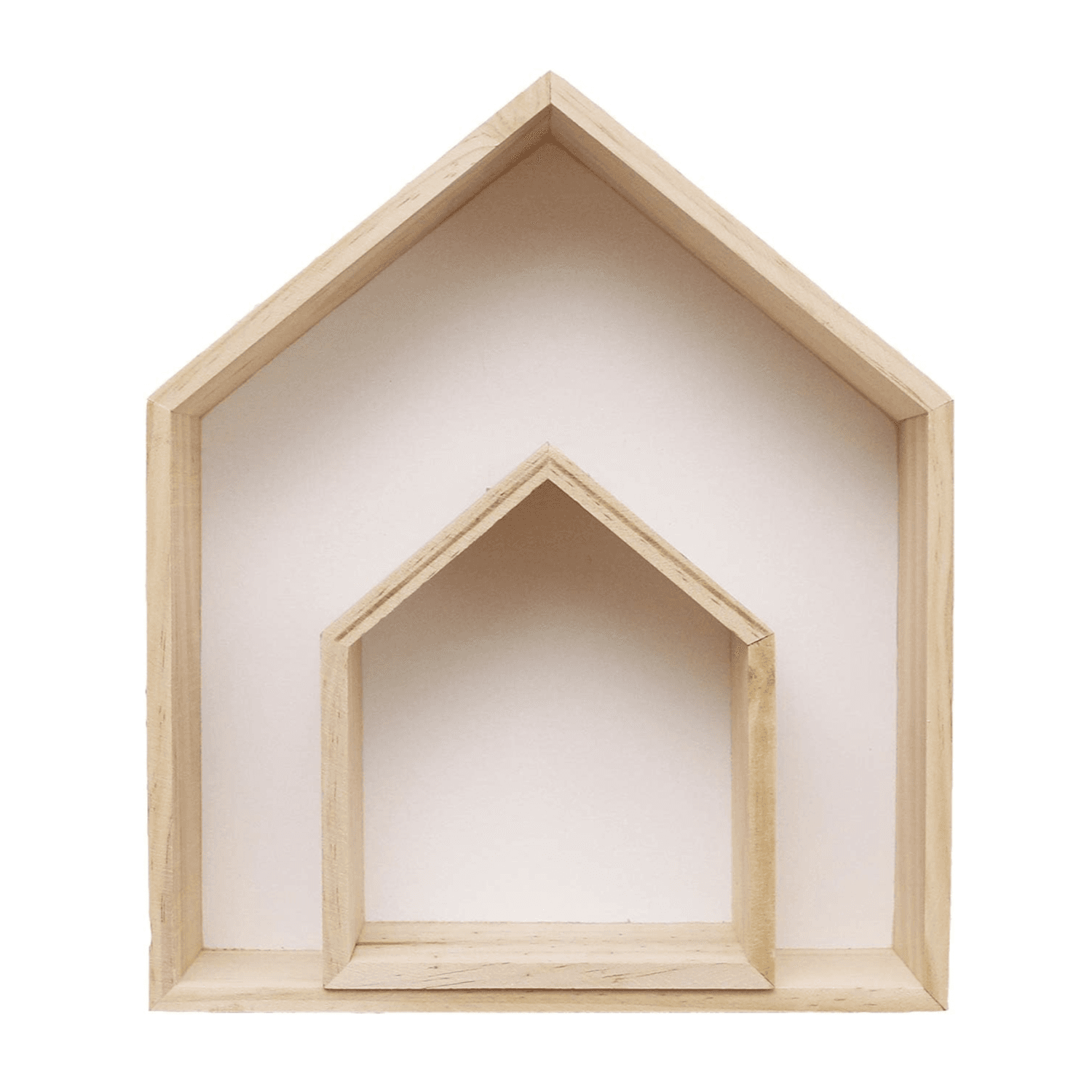 Montessori Sweet FanMuLin 2 Pieces Wooden House-Shaped Wall Shelf White