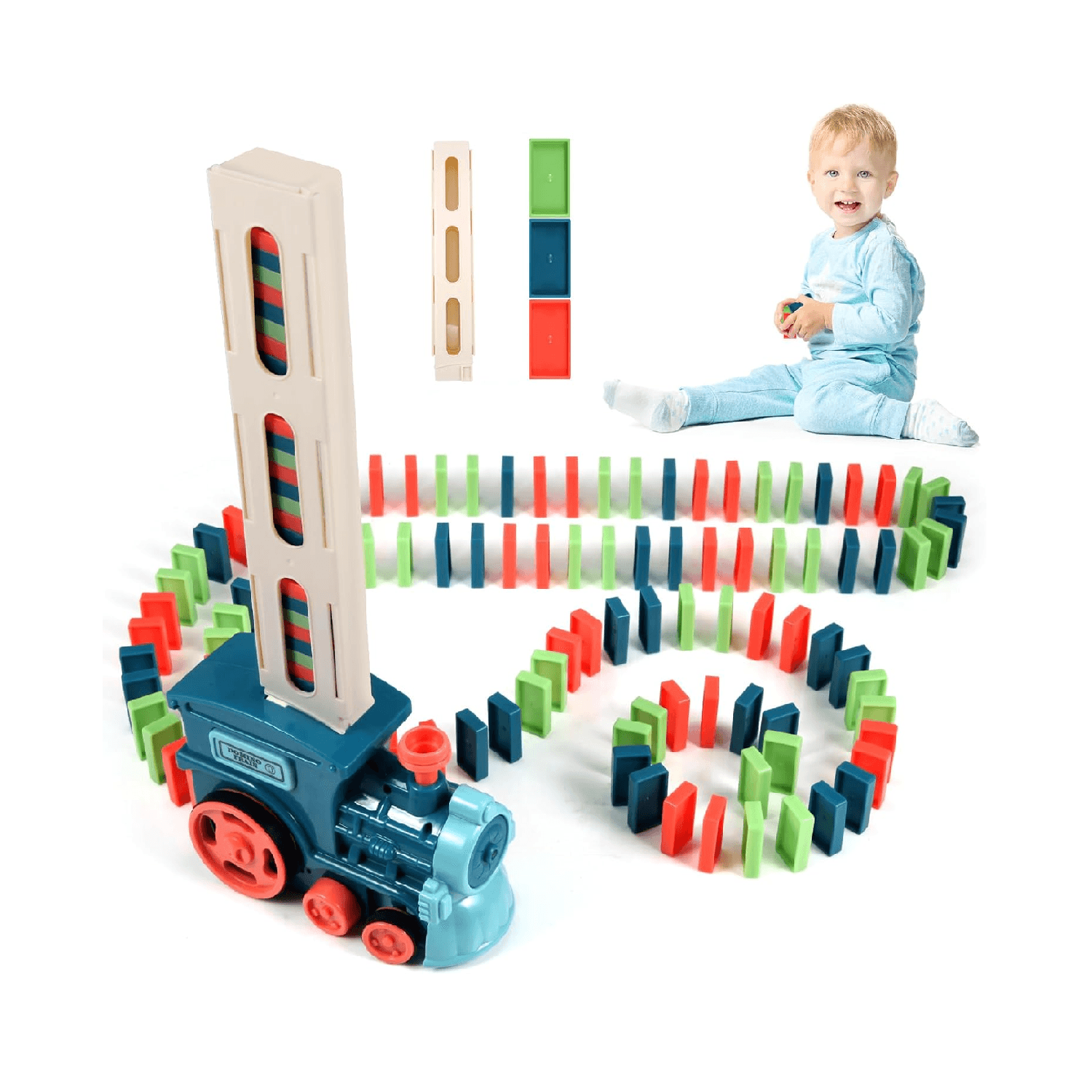 Montessori Clapet Domino Games With Train 120 Pieces
