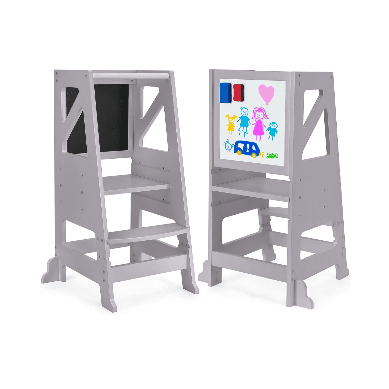 Montessori Dripex Learning Tower With Chalkboard Gray