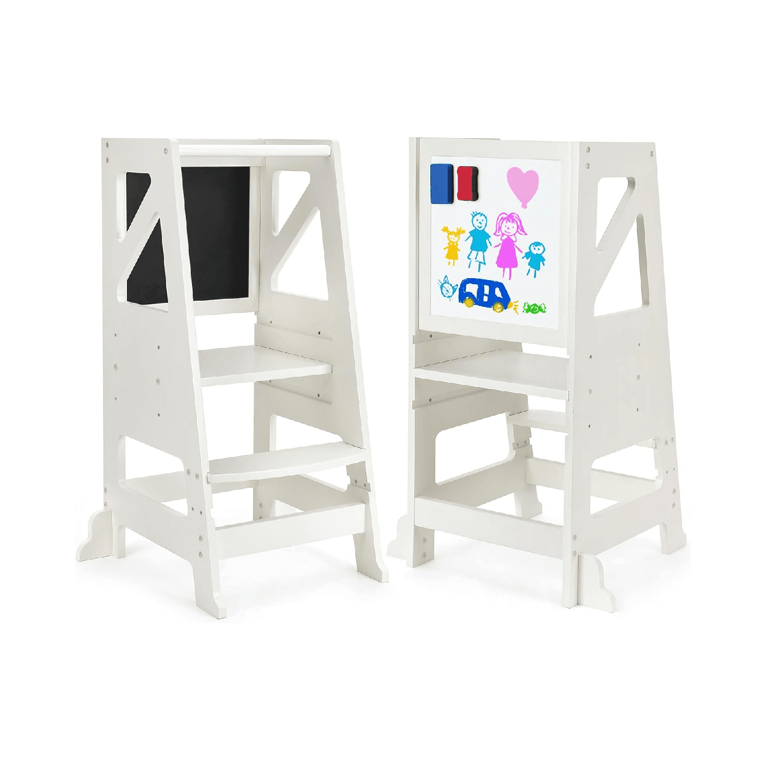 Montessori Dripex Learning Tower With Chalkboard White