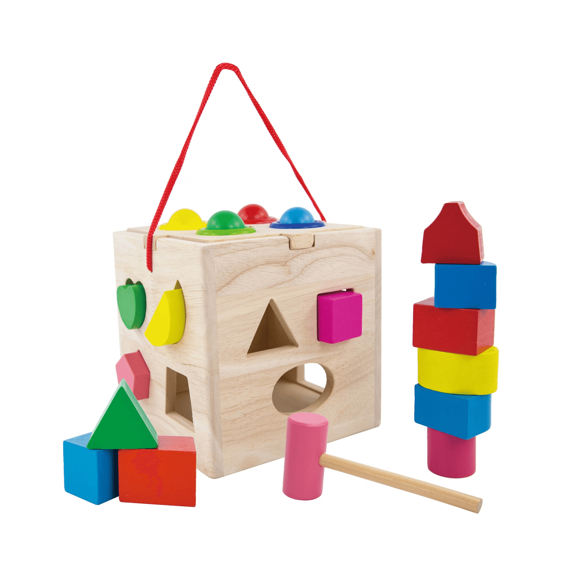 Montessori Evmark Toys Wooden Activity Cube Shapes and Blocks
