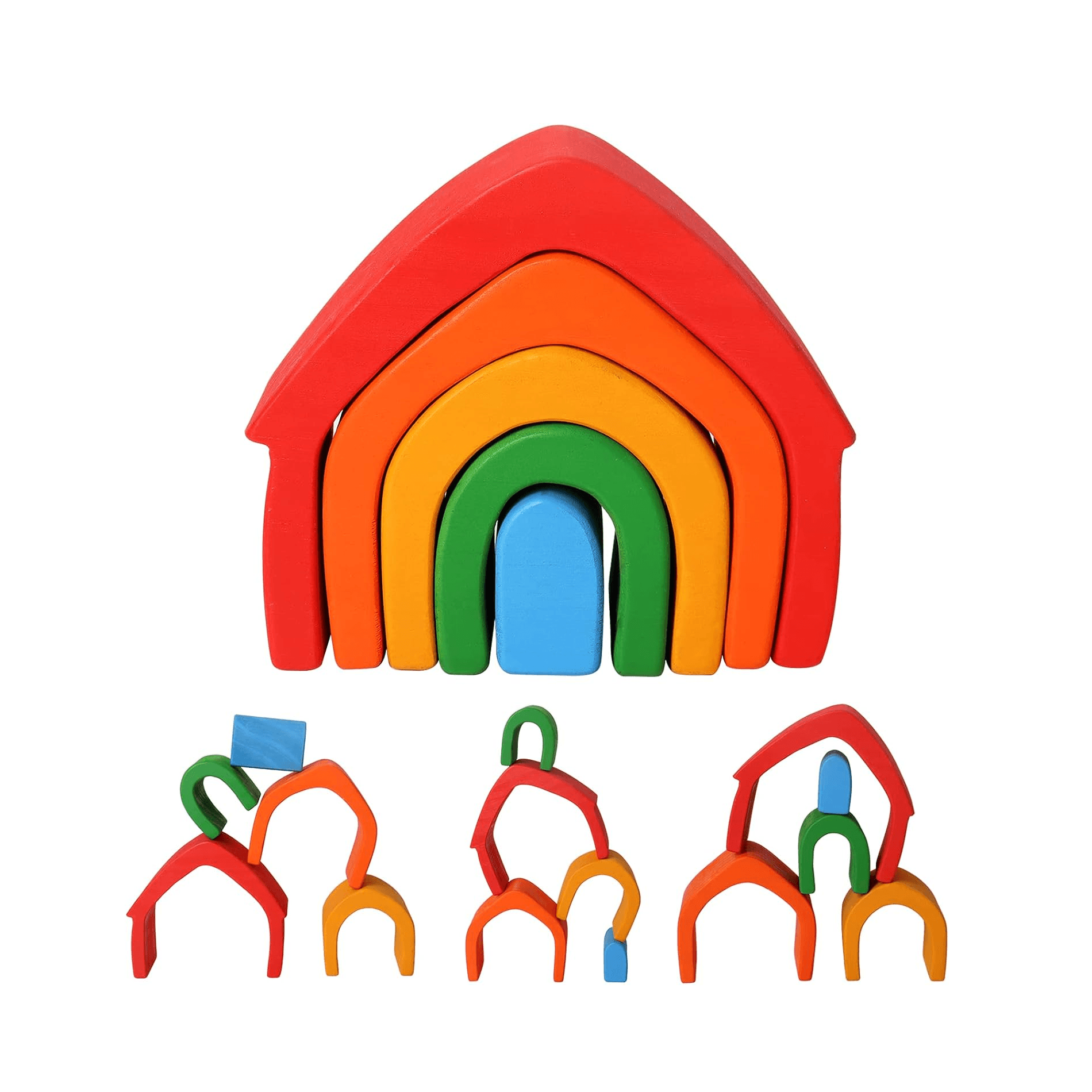 Montessori Dinhon Arch Stacker Rainbow House