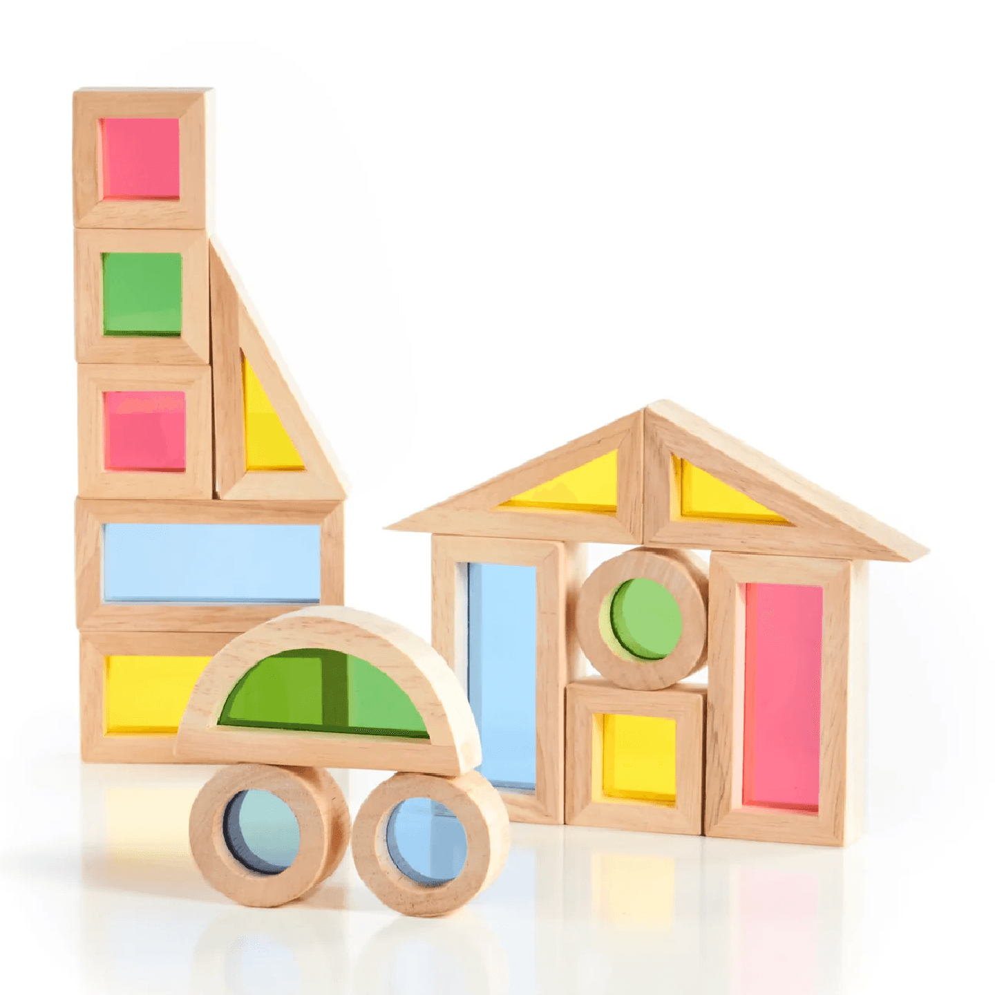 Montessori Guidecraft Jr. Rainbow Blocks 20 Piece Set