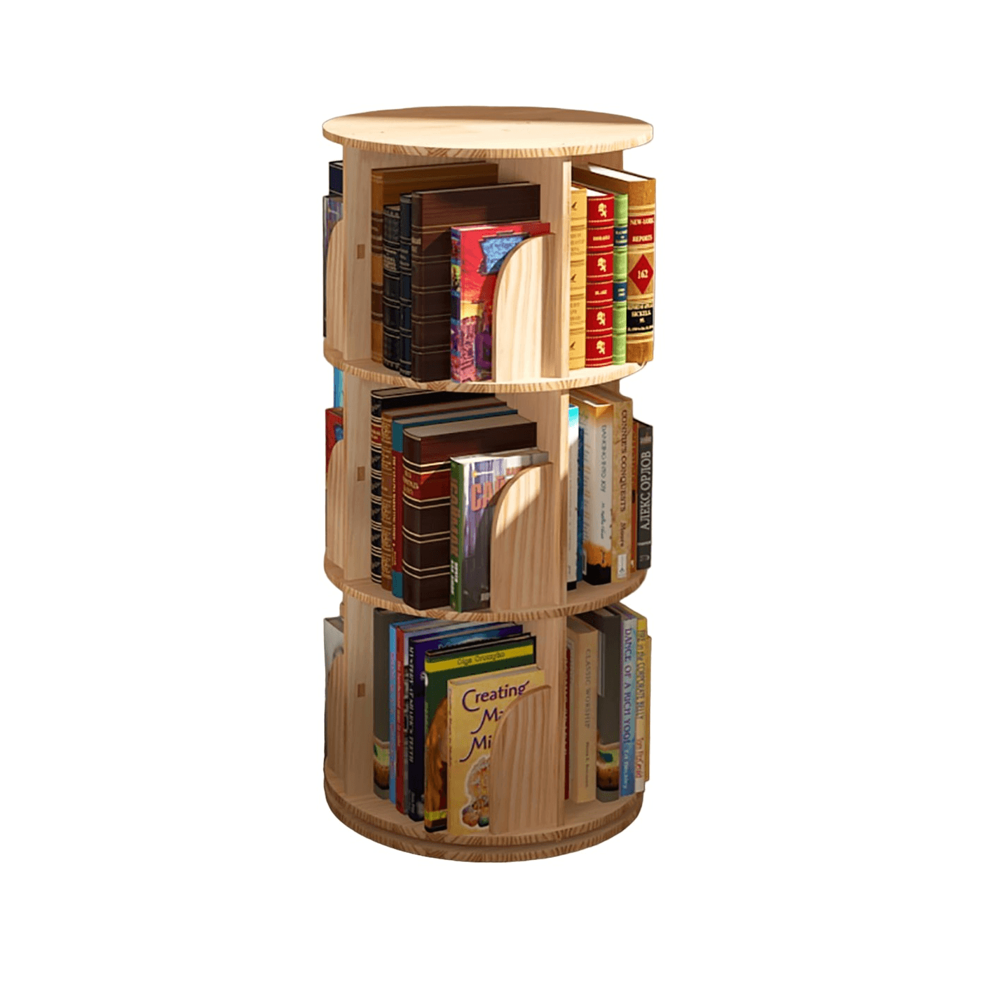 Montessori Lexza 3 Tier 360 Degrees Rotating Bookshelf 3-Tier 15 Inches