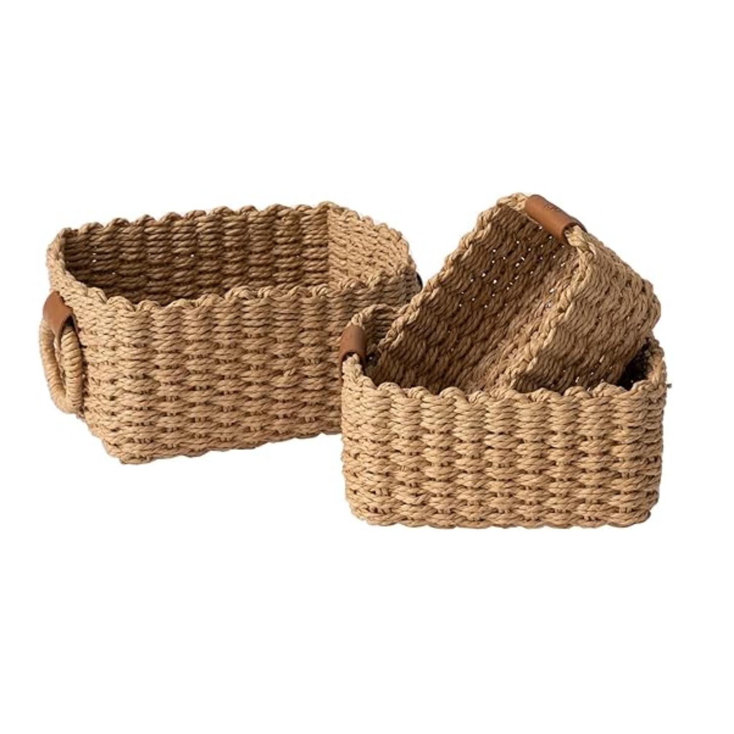Montessori La Jolie Muse Storage Basket Wicker Baskets Set of 3 Small Yellow