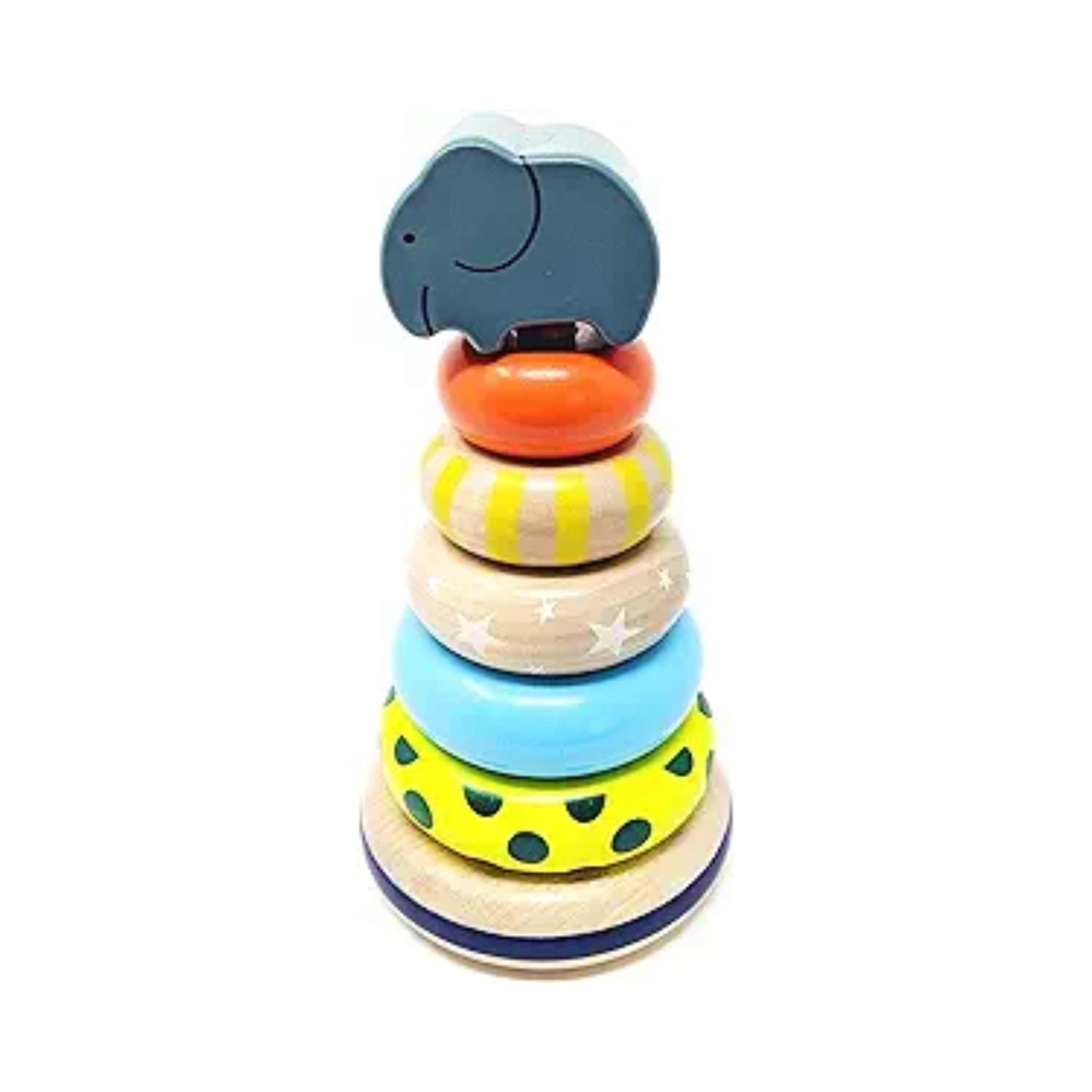 Montessori Orcamor Wooden Stacking Rings Elephant