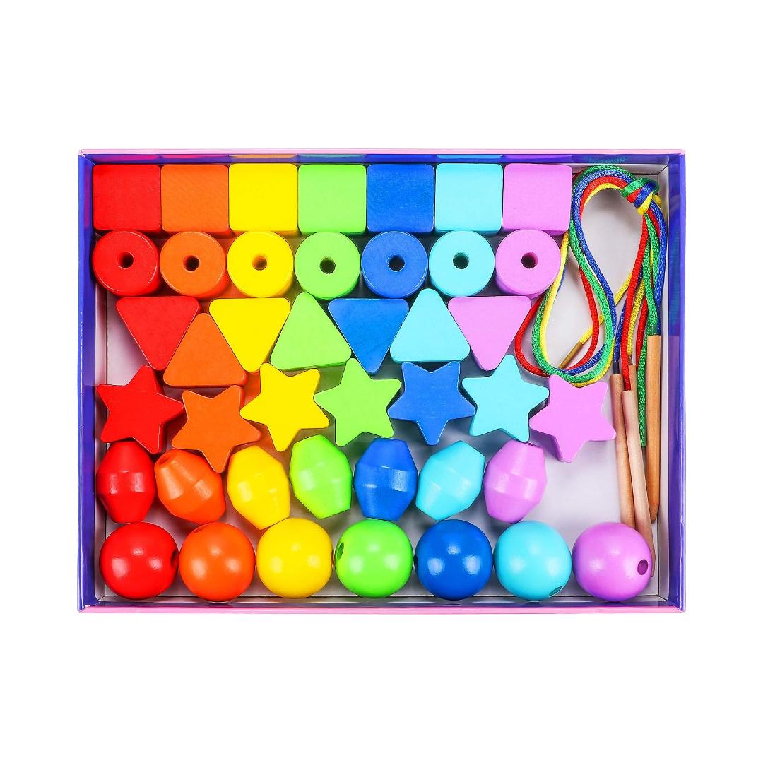 Montessori Atoylink Wooden Threading Beads Toy
