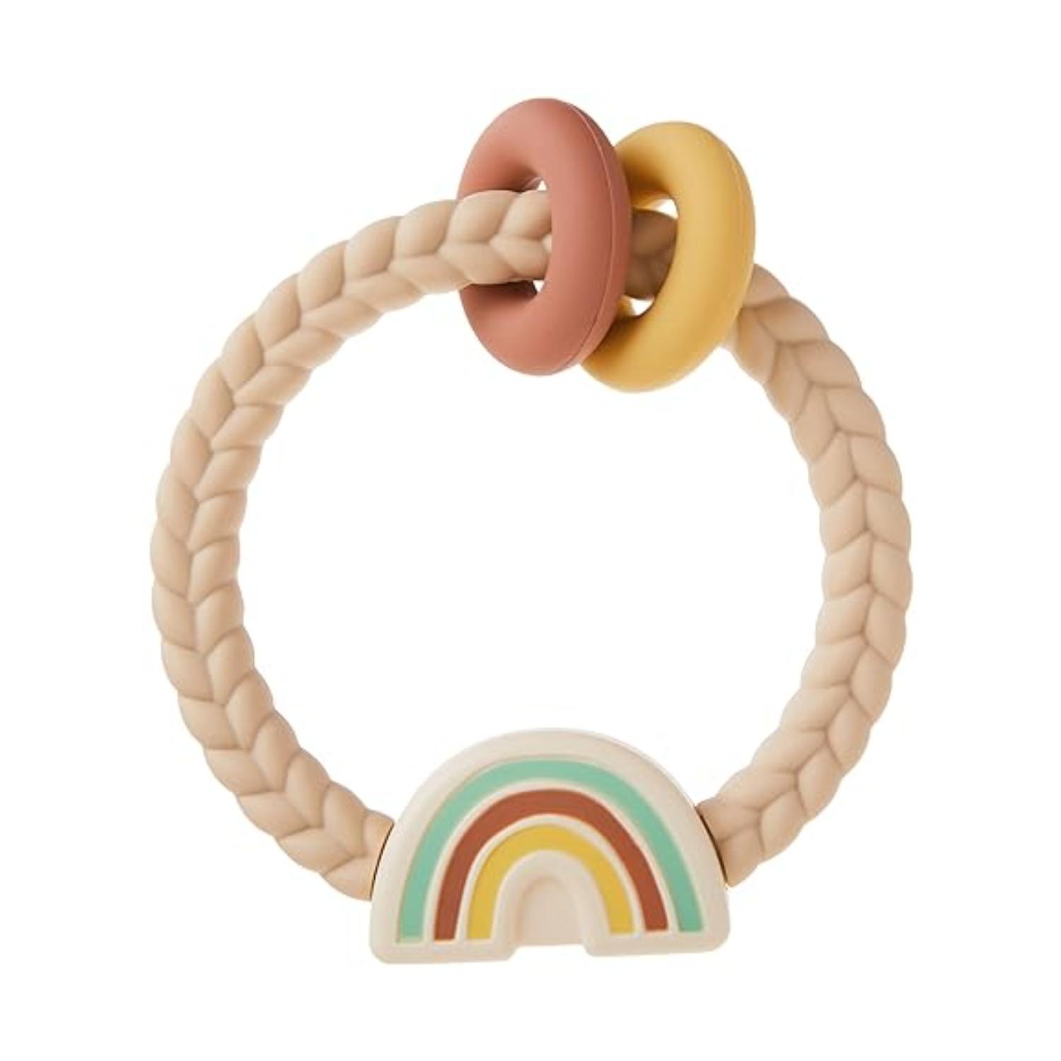 Montessori Itzy Ritzy Ritzy Rattle Teether With Rattle Neutral Rainbow