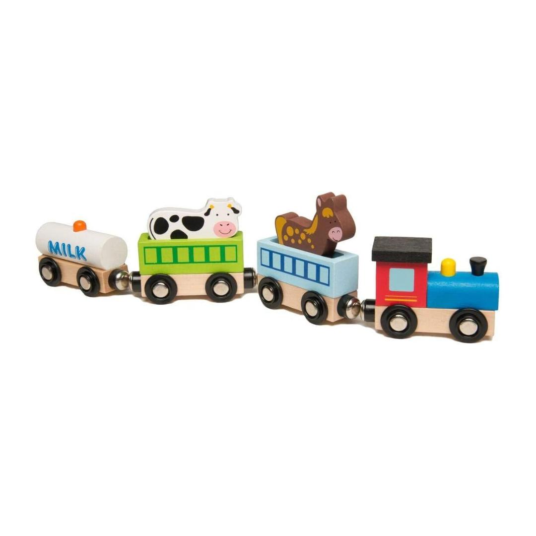 Montessori The Original Toy Company Wood Toy Train Playset - Animal Farm Train