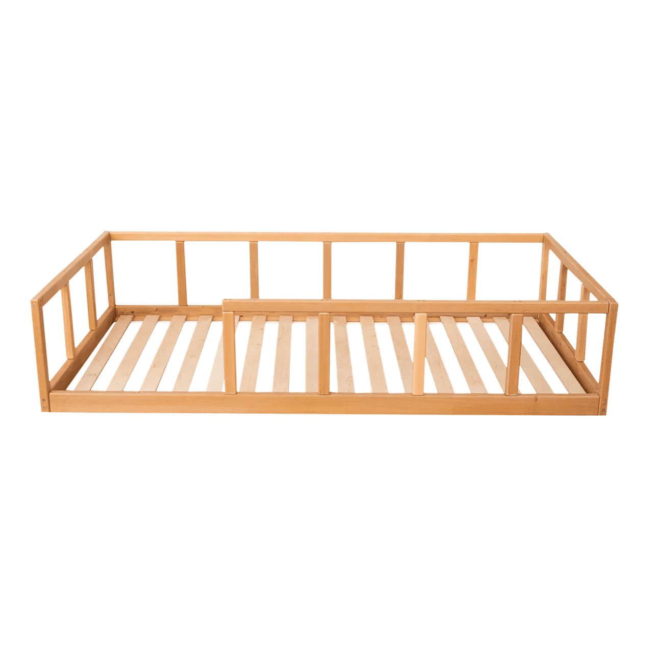 Montessori Busy Wood Montessori Floor Bed With Rails and Slats Model 10 Full Size