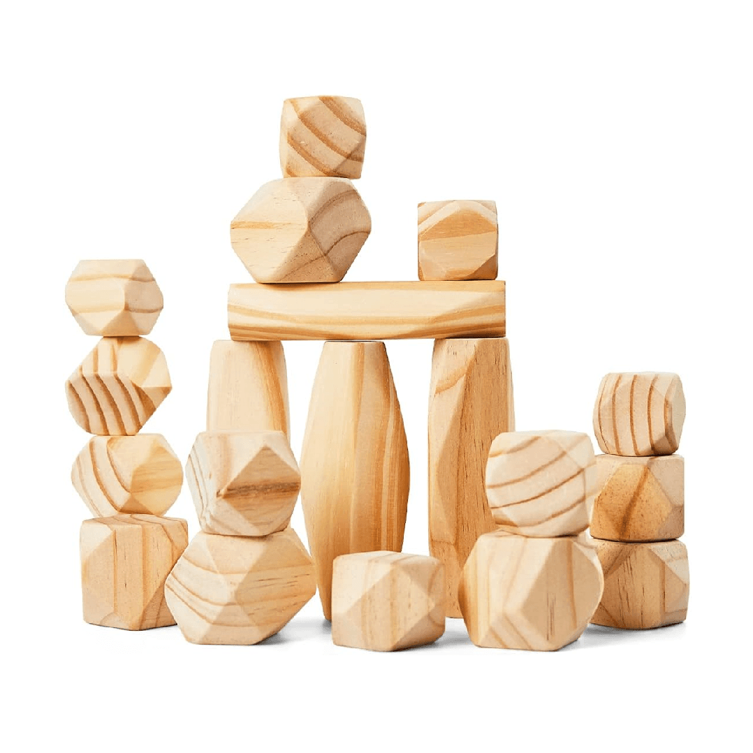 Montessori Panda Brothers Wooden Balancing Rocks Stacker
