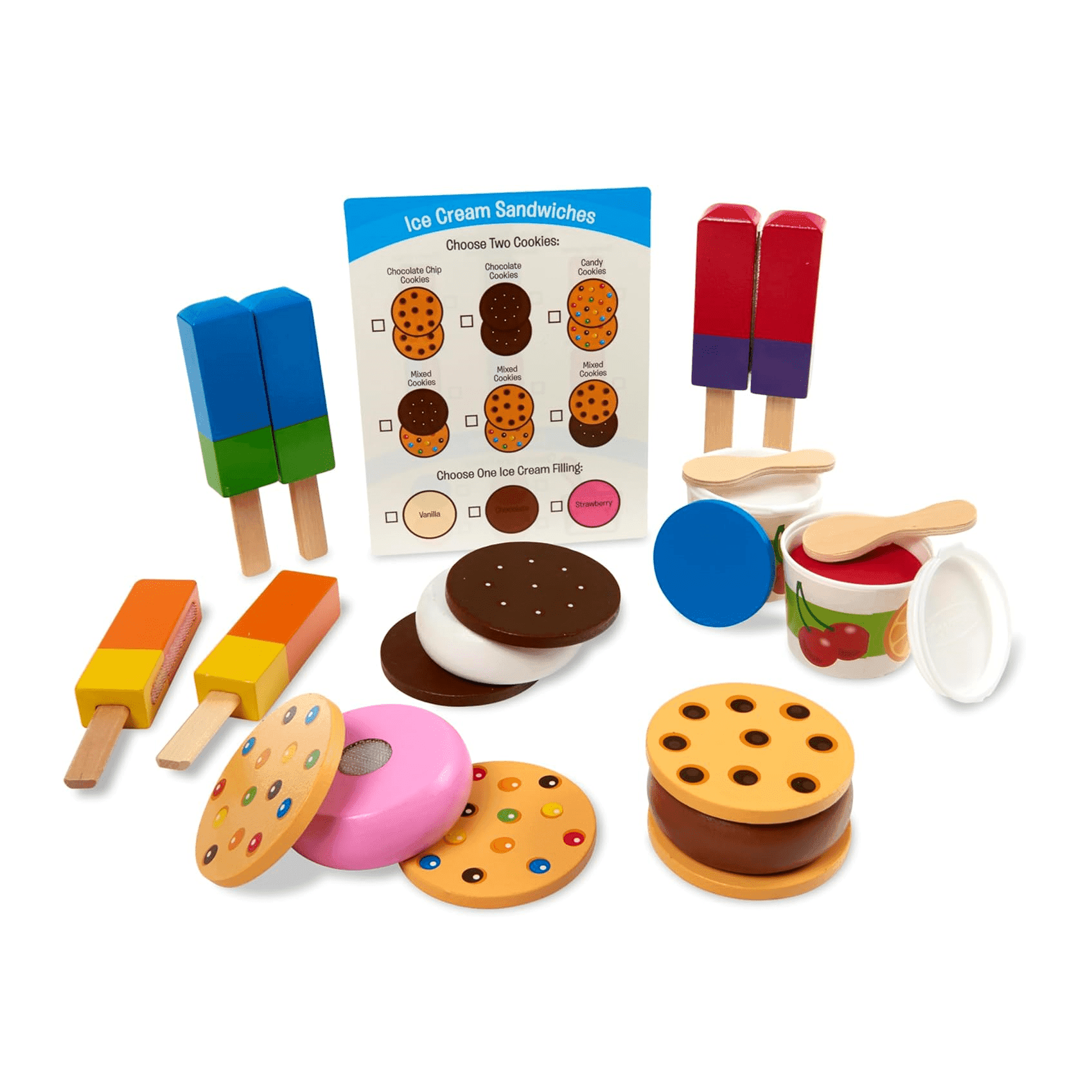 Montessori Melissa & Doug Wooden Frozen Treats Ice Cream Play Set