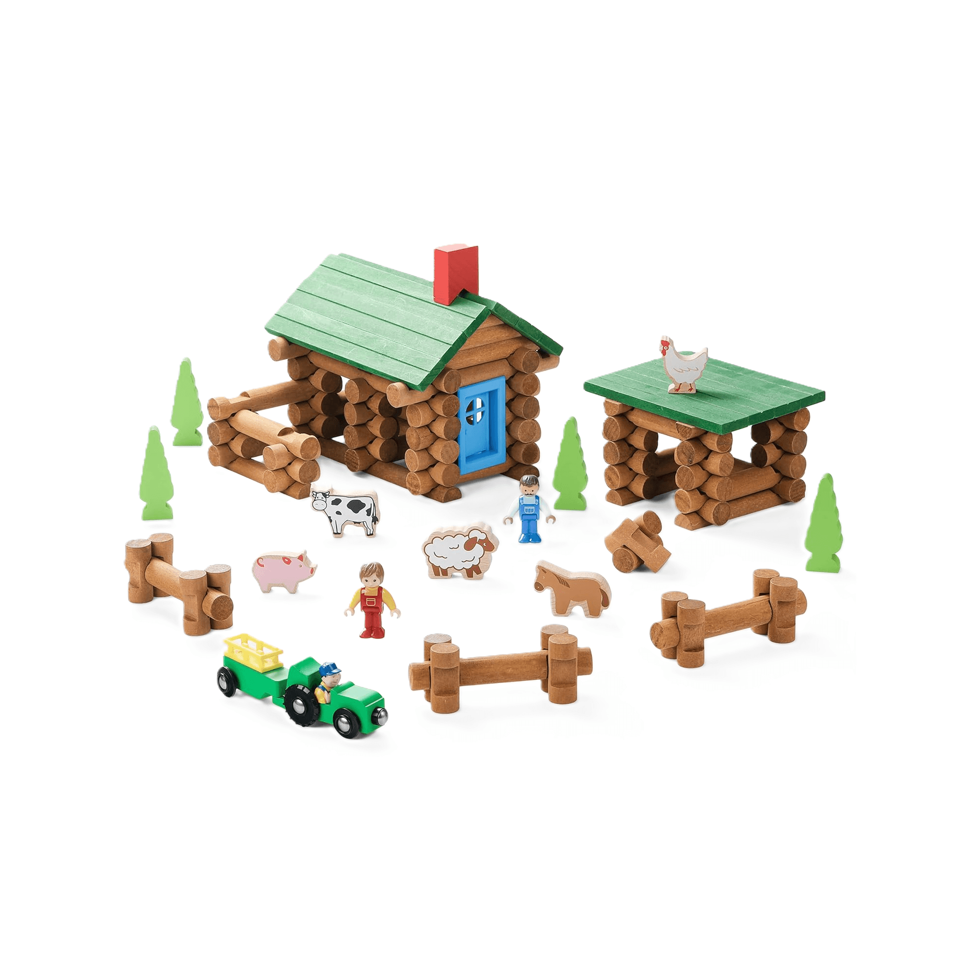 Montessori SainSmart Jr. Wooden Log Set 122 Pieces Village