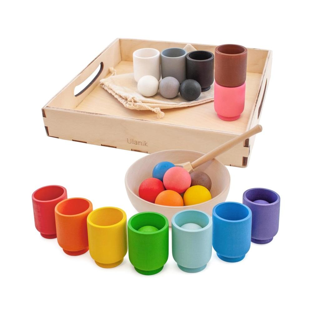Montessori Ulanik Balls in Cups Color Sorting Toy Small