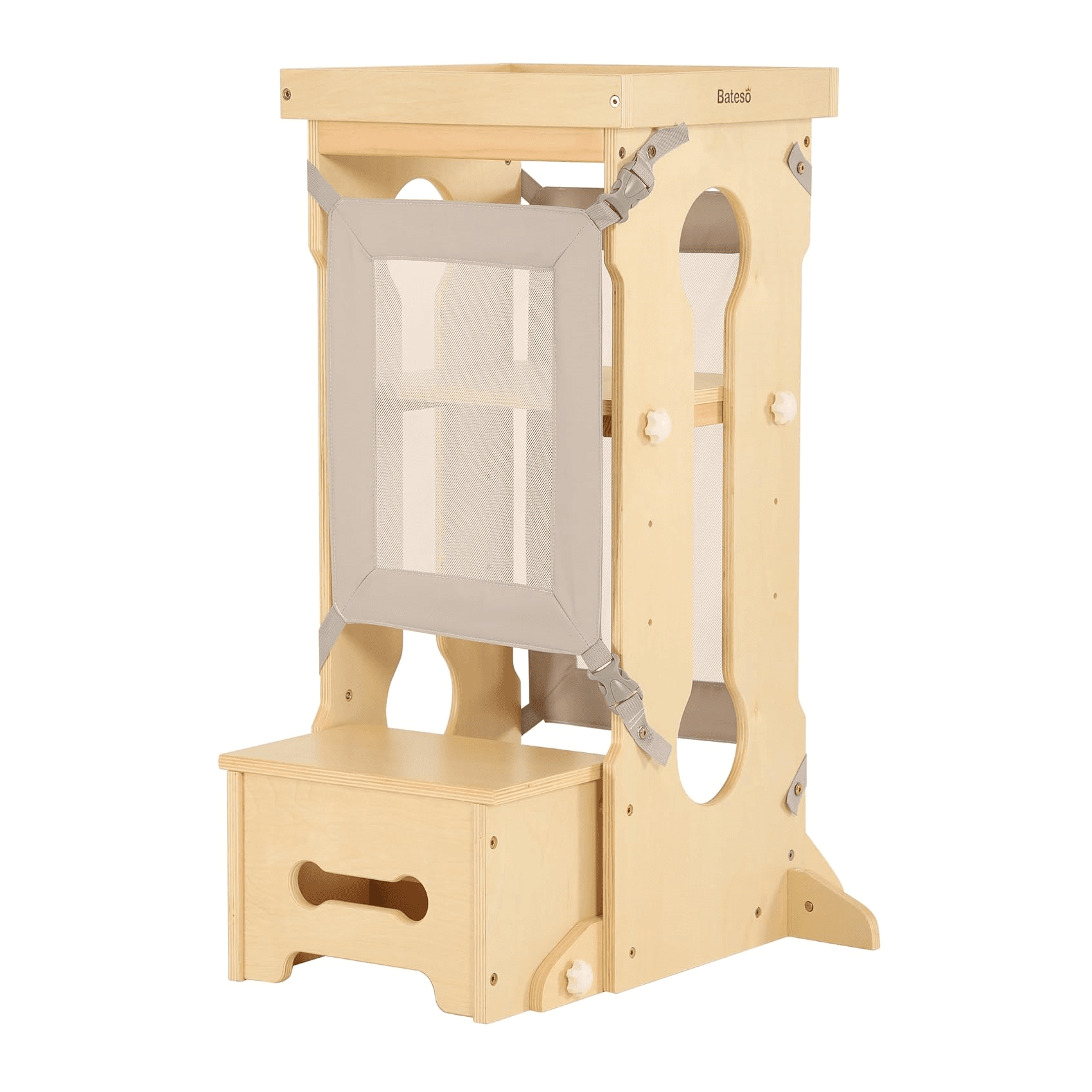 Montessori Bateso Toddler Tower With 2 Detachable Nets Natural