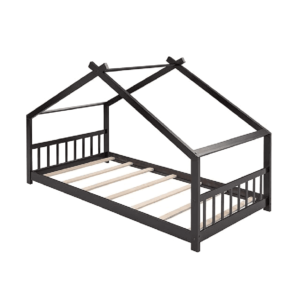 Montessori Bellemave Twin House Bed Frame With Headboard & Footboard Espresso