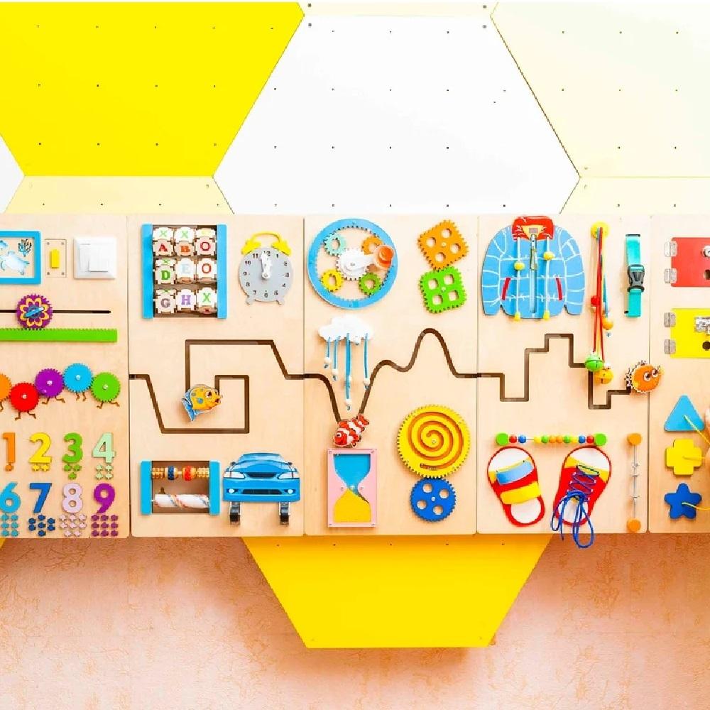 Montessori Bumble Bee Smart Wall Mounted Busy Board Set of 5 Panels Aquarium