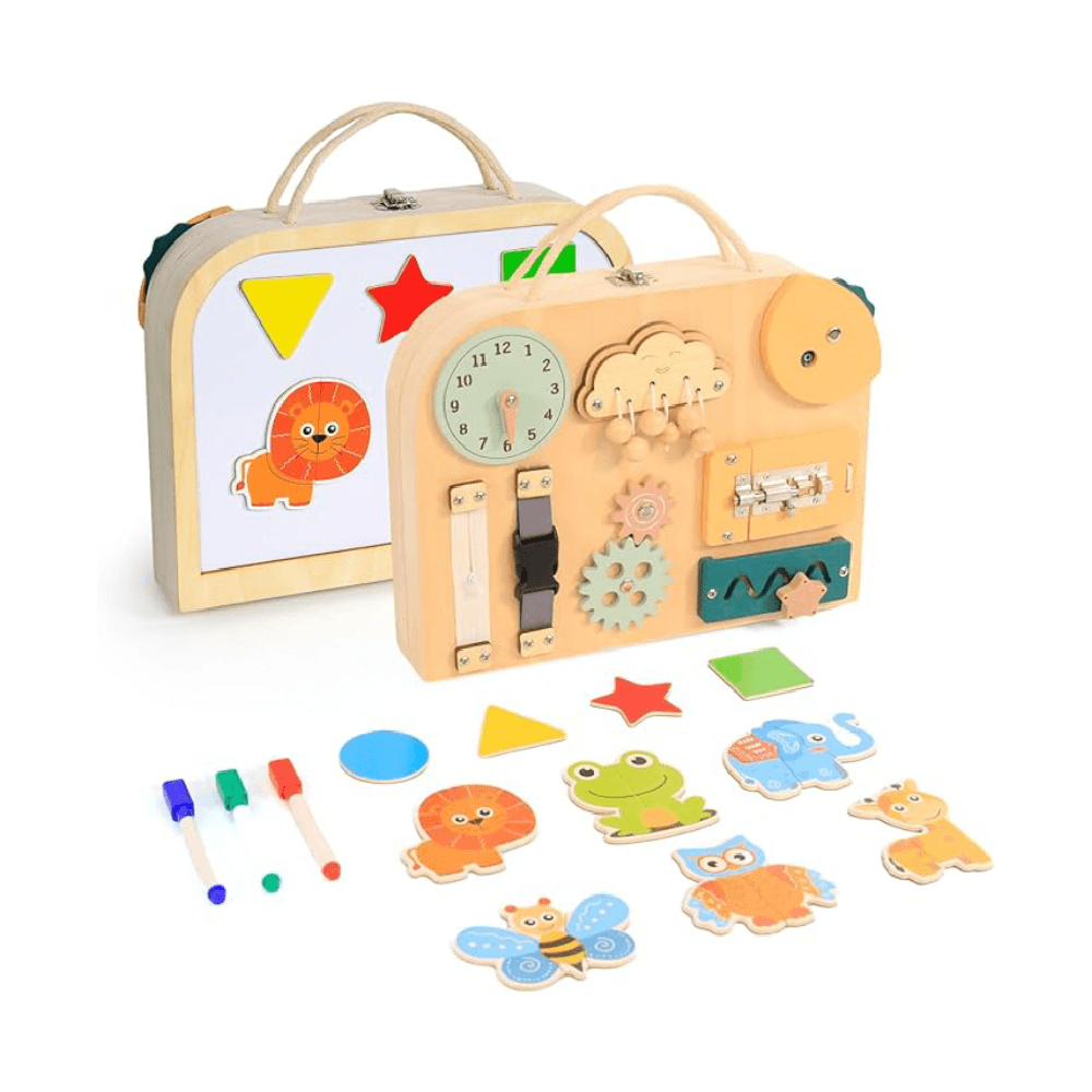 Montessori TQJ Montessori Busy Board Toddler With Drawing Board